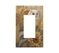 Golden Petals Sunflowers Owl Fantasy Art Light Switch Wall Plate Cover Single Rocker 1 Gang Decorator Outlet Receptacle Covers for Home Kitchen Room Bathroom Decor