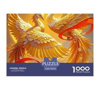 Golden Phoenixes in Embrace with Red Ribbons Piezas De Estructura Sólida Fortalecer Habilidades De Resolución Y Disfrutar El Tiempo Libre 70x50cm/1000pcs