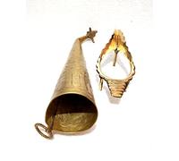 Golden Pure Brass Gaumukhi Shringi o Shrangi con un completo tamaño de 12 a 14 pulgadas aproximadamente soporte de Shankh para Pooja y Vamavarti trae prosperidad, felicidad, buena salud y riqueza