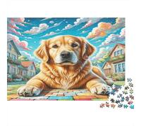 Golden Retriever 1000 Piece for Adults & Kids Golden Retriever in Meadow Fun Present & Activity for Home & Wall Decor 70x50cm/1000pcs
