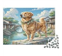 Golden Retriever 1000 Piece Fun Present Golden Retriever by Bridge for Adults & Kids Activity for Home Gift 52x38cm/1000pcs