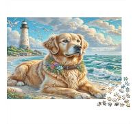 Golden Retriever 1000Pc for Adults Gifts Golden Retriever by Lighthouse Educational Game Challenge & Brainteasing Activity 38x26cm/1000pcs
