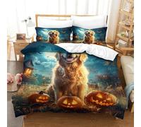 Golden Retriever 3D Impreso Juego De Ropa De Cama Motivo De Animales Fundas De Edredón con Cremallera Transpirable 2 Fundas De Almohada 3 Piezas Super King(260x220cm)