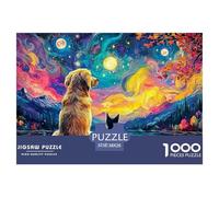 Golden Retriever and Kitten Sitting by The Lake 1000 Stück Ökopapier Puzzle Golden Retriever Stressabbau Kreatives Spiel Puzzles Als Geburtstagsgeschenke 38x26cm/1000pcs