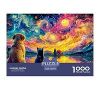 Golden Retriever and Kitty 1000 Pcs Stabiler Karton Puzzle Dog and Kitty Stressabbau Kreatives Spiel Puzzles Für Erwachsene Und Kinder 70x50cm/1000pcs