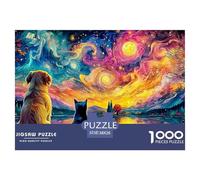 Golden Retriever and Kitty 1000 Stück Stabiler Karton Puzzle Dog and Kitty Lebendige Bilder Kreatives Spiel Puzzles Für Erwachsene Und Kinder 38x26cm/1000pcs