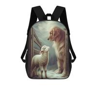 Golden Retriever And Lamb Friendship-3 Mochilas Infantiles Mochila Escolar Impresa En 3D Para Niños Mochilas De Viaje Bolsas Para Libros Para Niños 17inch Mochila Escolar