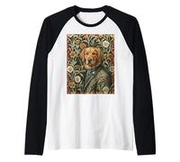 Golden Retriever, apuesto Caballero Victoriano Camiseta Manga Raglan