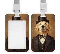 Golden Retriever As Gentleman - Soporte retráctil para tarjetas de identificación, protector de tarjetas, placa de nombre, etiqueta de nombre para trabajo, oficina, médico, enfermera