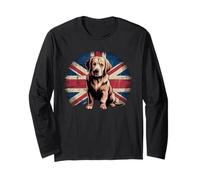 Golden Retriever - Bandera del Reino Unido envejecida Manga Larga