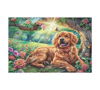 Golden Retriever Campo de Flores Mascota Linda Fauna Silvestre Puzzle 1000 Piezas Educativo 3D Familiar Premium Rompecabezas para Familia Desafío Intelectual DIY Creativo Decoración Hogar 1000 PCS