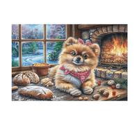 Golden Retriever cocinando para Navidad Puzzle 1000 Piezas Educativo 3D Familiar Rompecabezas para Familia Desafío Intelectual DIY Creativo Decoración Hogar 1000 PCS