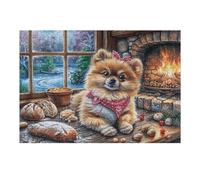 Golden Retriever cocinando para Navidad Puzzle 300 Piezas Hogar Decoración Elegante Rompecabezas para Hombres Y Mujeres 3D DIY Creativo Aliviar Estrés Desafío Intelectual 300 PCS