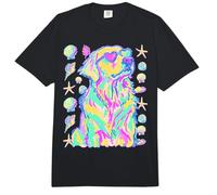 Golden Retriever con Corazones Gafas de Sol Conchas Marinas Verano Comfort Colors Adult Heavyweight T-Shirt