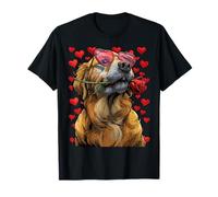 Golden Retriever con Gafas de corazón Rosa Día de San Valentín Perro Camiseta