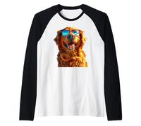Golden Retriever con Gafas de Sol Me Encantan los Perros Camiseta Manga Raglan