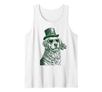 Golden Retriever con Gafas de Sol trébol día de San Patricio Perro Camiseta sin Mangas