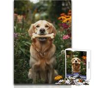 Golden Retriever con Hueso Duro - Rompecabezas para Adultos 1000 Piezas, Juego Educativo, desafío Mental, Valor Sentimental, tamaño 38x26cm