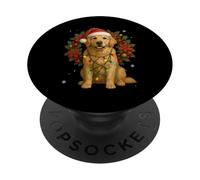 Golden Retriever - Corona Festiva de Perro navideño PopSockets PopGrip Adhesivo