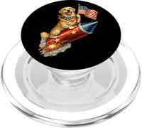 Golden Retriever Dog 4 de Julio 4th American Flag PopSockets PopGrip para MagSafe