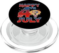 Golden Retriever Dog American Flag Sunglasses Happy 4th July PopSockets PopGrip para MagSafe