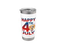 Golden Retriever Dog American Flag Sunglasses Happy 4th July Vaso térmico de acero inoxidable de doble pared