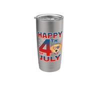 Golden Retriever Dog American Flag Sunglasses Happy 4th July Vaso térmico de acero inoxidable de doble pared