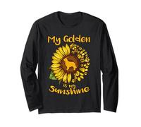 Golden Retriever Dog is My Sunshine Sunflower Dog Paw Puppy Manga Larga