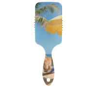 Golden Retriever Dog on The Beach - Peine antiestático para el cabello, cepillo masajeador de cuero cabelludo diseñado para el crecimiento del cabello con mango ergonómico para pelo rizado