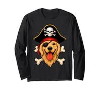 Golden Retriever Dog Pirata Jolly Roger Bandera Halloween Manga Larga