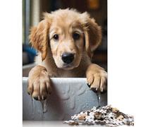 Golden Retriever Dog Puppy Rompecabezas Imposible,desafío for Adults Juego Educativo 1000 Piezas Obra De Arte De Juego De para Adultos Y Niños 1000pcs (40x28cm)
