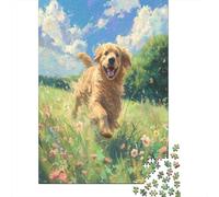 Golden Retriever Dog Rompecabezas De 1000 Piezas para Adultos Rompecabezas De Madera De 1000 Piezas para Adultos Juego De Rompecabezas Rompecabezas De Decoración del Hogar 1000pcs (75x50cm)
