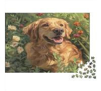 Golden Retriever Dog Rompecabezas para Adultos Rompecabezas De Madera De 1000 Piezas DecoracióN Familiar Juegos Desafiantes Gran Regalo para Adultos 1000pcs (75x50cm)