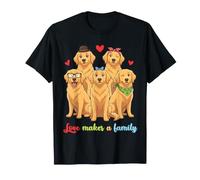 Golden Retriever Dog Together Love Hace una reunión Familiar Camiseta