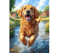 Golden Retriever en el Agua Puzzle 1000 Piezas Educativo 3D Hada Tale Oil Painting Dream Juego De Rompecabezas para Familia Entretenimiento Creativo Construir Maquetas 1000 PCS