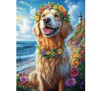 Golden Retriever en el jardín Puzzle 300 Piezas Cartón Blanco Premium Para Expertos Cuentos de hadas fantásticos de animales salvajes Vacaciones Fines Semana Hobby Y Ocio Regalo Navideño Calidad Premi