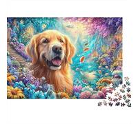 Golden Retriever en un Colorido Reino de Hadas Puzzle De 1000 Piezas Perro Lindo Perfecto Regalo para Niños, Niñas, Hombres Y Mujeres 38x26cm/1000pcs