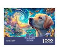 Golden Retriever en un Vibrante Paisaje de Cuento de Hadas Puzzle De 1000 Piezas Lindo Perro Mascota Clásico Y Desafiante, Regalo para Todas Las Edades 52x38cm/1000pcs