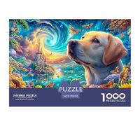 Golden Retriever en un Vibrante Paisaje de Cuento de Hadas Puzzle De 1000 Piezas Lindo Perro Mascota Cartón Reciclado, Excelente Regalo para Todas Las Edades 70x50cm/1000pcs