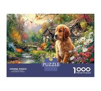 Golden Retriever Entre Flores Puzzle De 1000 Piezas, Moderno DIY, Entretenimiento Creativo para Adultos Y Niños Mayores De 12 Años Imposible Rompecabezas-Obra De Arte, Concentración 52x38cm/1000pcs