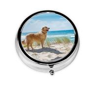 Golden Retriever. Este pequeño pastillero redondo es un organizador portátil de medicamentos de viaje con tres compartimentos para almacenar medicamentos diarios.