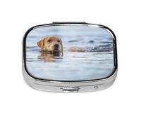 Golden Retriever Flotante Perros Mascotas Labrador, Pastillero cuadrado para bolsillo o monedero, pequeño contenedor de pastillas, organizador de pastillas de viaje