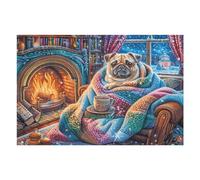 Golden Retriever Frente a Chimenea de Navidad Puzzles 1000 Piezas Alivio Estrés Familiar Rompecabezas 3D para Toda La Familia Juguete Educativo Desafío Intelectual 1000 PCS