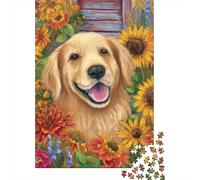 Golden Retriever Garden Puzzle Imposible,desafío for Adults Juego Educativo 1000 Piezas Obra De Arte De Juego De para Adultos, Regalos A Partir De 14 Años 52x38cm/1000pcs