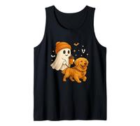 Golden Retriever Halloween Ghost Walking Golden Dog Camiseta sin Mangas