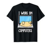 Golden Retriever I Work On Computer Dog Sleep Puppy Lovers Camiseta