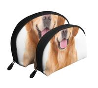 Golden Retriever Impreso, Bolsa de Maquillaje de Concha, Monedero pequeño para Mujer, Bolsa de artículos de tocador, Bolsa de cosméticos, 2 Piezas