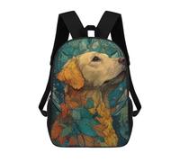 Golden Retriever in Autumnal Art Nouveau Mochila Infantil, Mochila Escolar Para Niños, Mochila Escolar Infantil Con Estampado 3D De Dibujos Animados, Mochila De Gran Capacidad Para Niños Y Niñas 17inc
