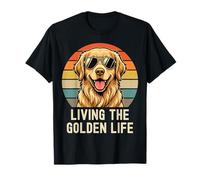 Golden Retriever Living Golden Life Retro Vintage - Camiseta para Perro Camiseta