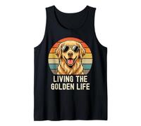 Golden Retriever Living Golden Life Retro Vintage - Camiseta para Perro Camiseta sin Mangas